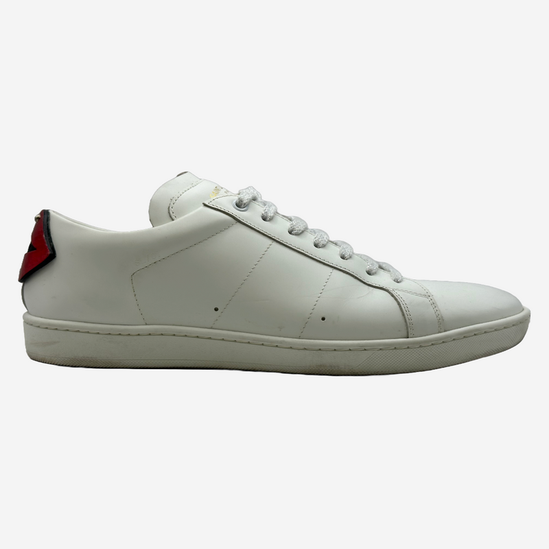 Saint Laurent men's white leather lips sneakers