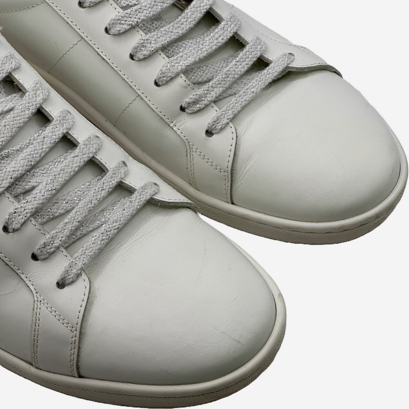 Saint Laurent men's white leather lips sneakers
