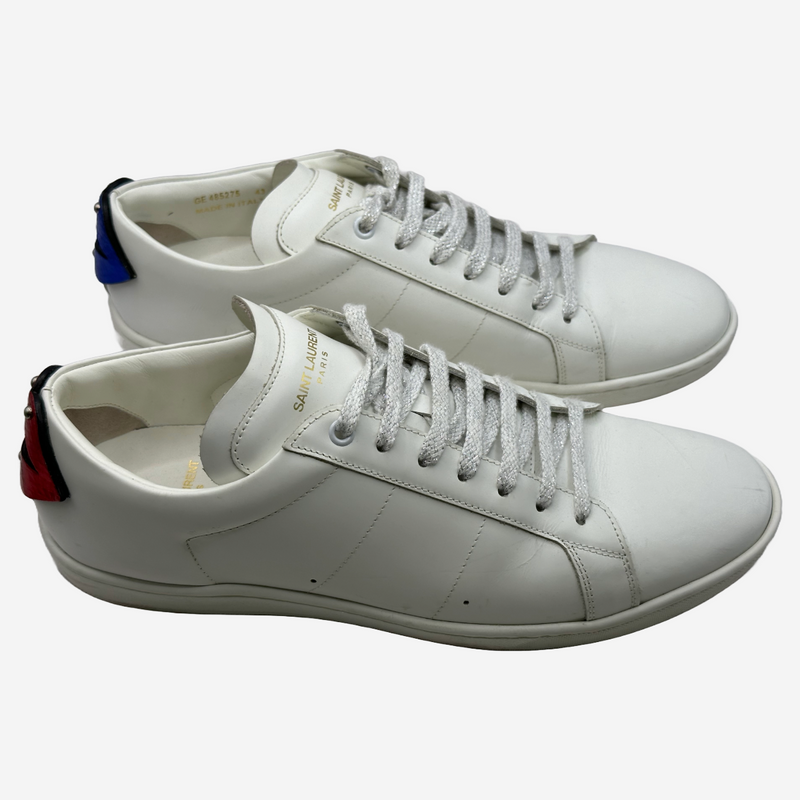 Saint Laurent men's white leather lips sneakers