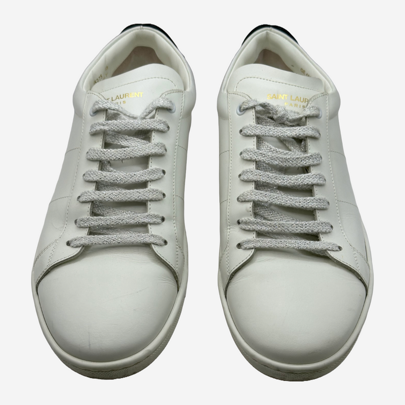 Saint Laurent men's white leather lips sneakers