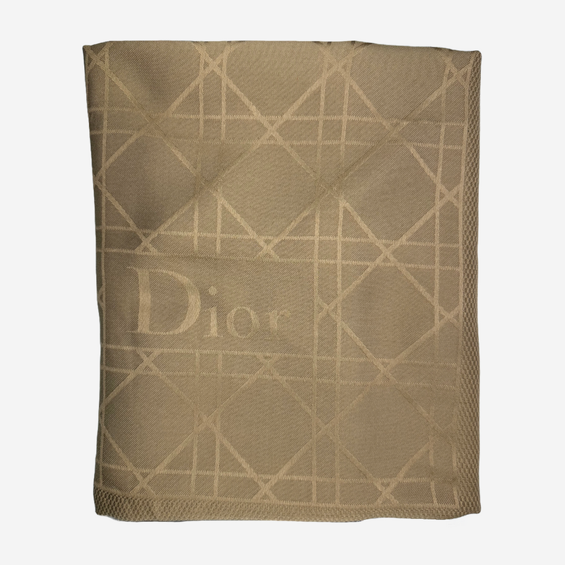 Christian Dior women's gold diorama print silk and wool scarf
