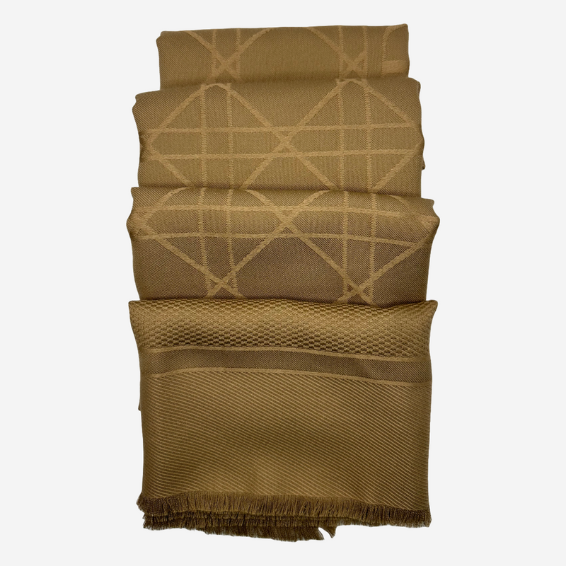 Christian Dior women's gold diorama print silk and wool scarf