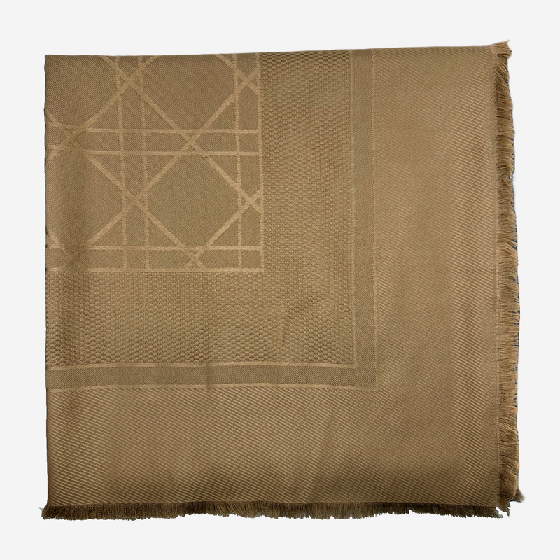 Christian Dior women's gold diorama print silk and wool scarf