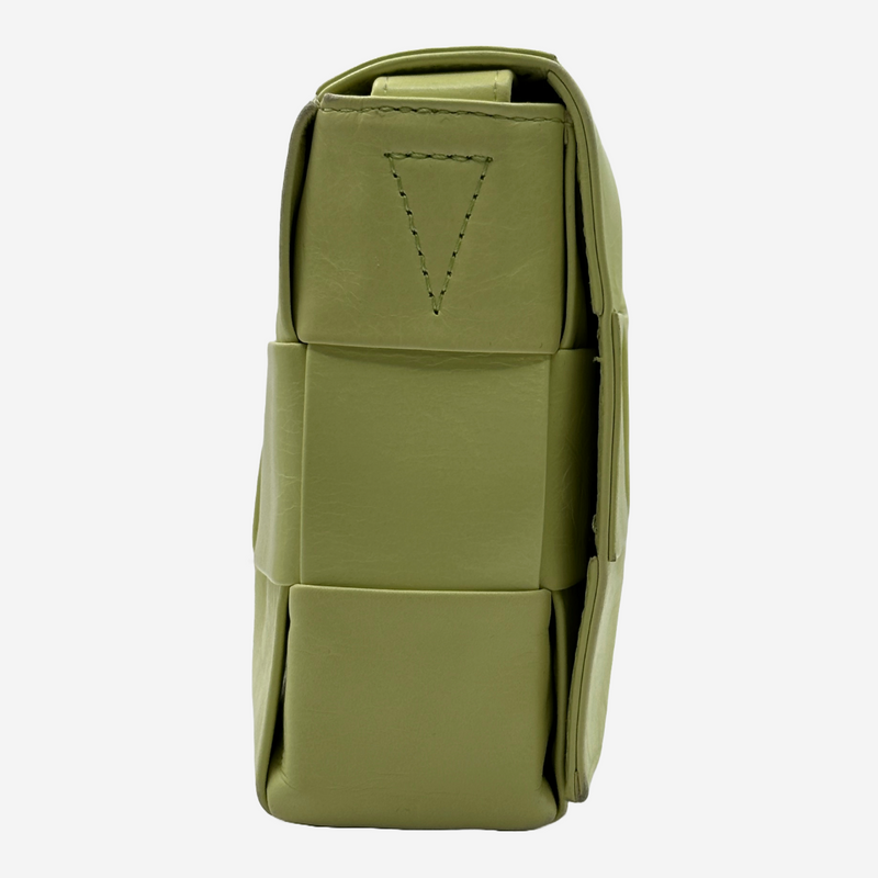 Bottega Veneta mint yellow leather woven cassette crossbody bag