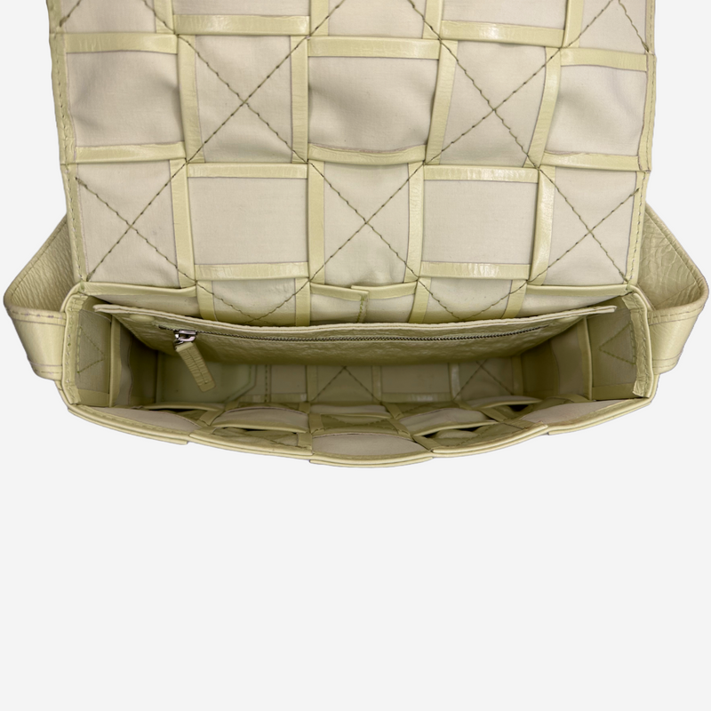 Bottega Veneta mint yellow leather woven cassette crossbody bag