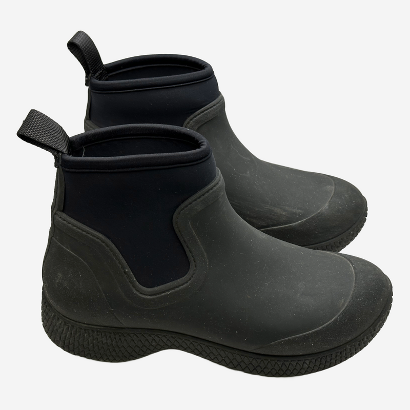 Celine women's black rubber rain boots