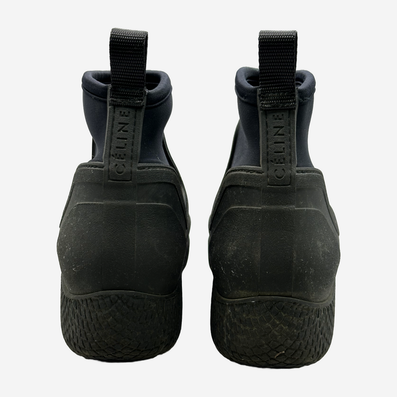 Celine women's black rubber rain boots