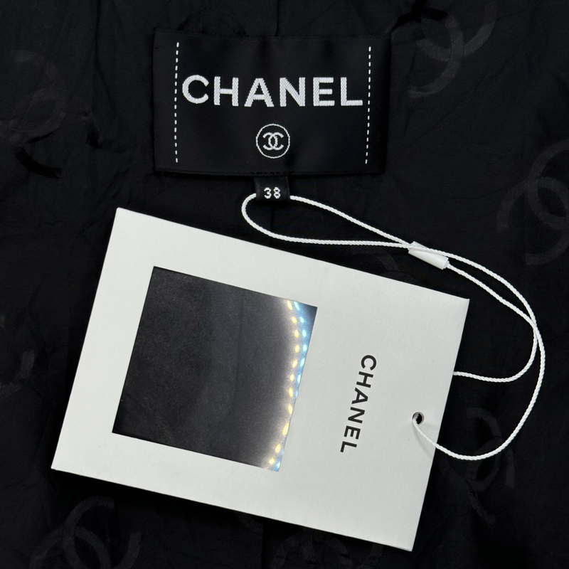 Chanel women's black and white leather cropped biker jacket
