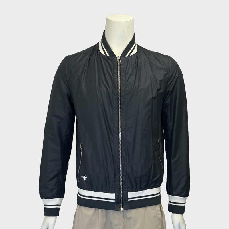 Dior men's navy nylon bomber wind jacket