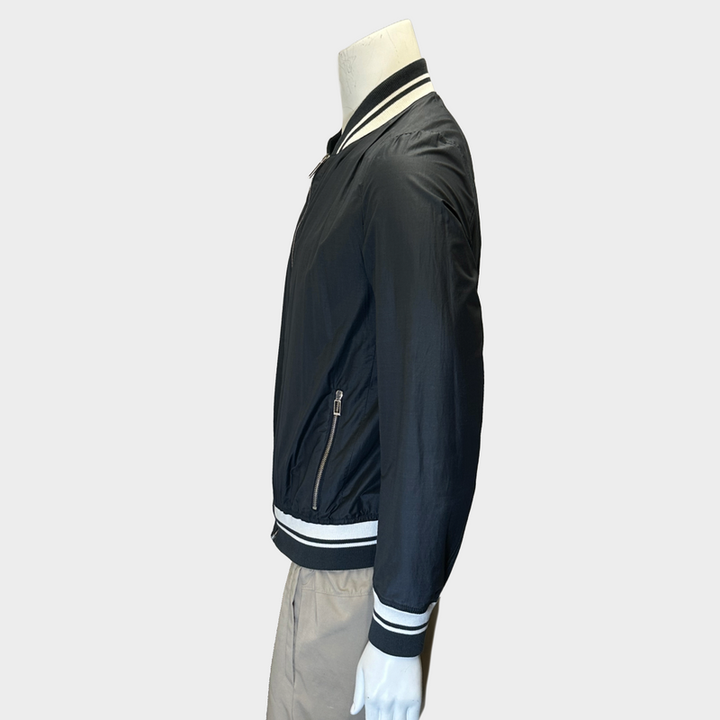 Dior men's navy nylon bomber wind jacket