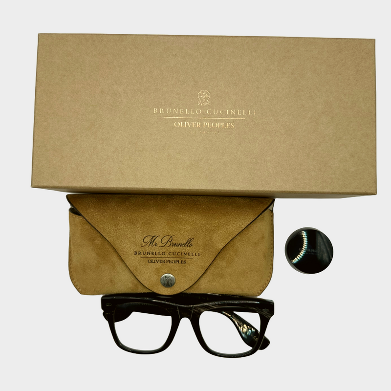 Oliver Peoples x Brunello Cucinelli dark buffalo horn reading glasses