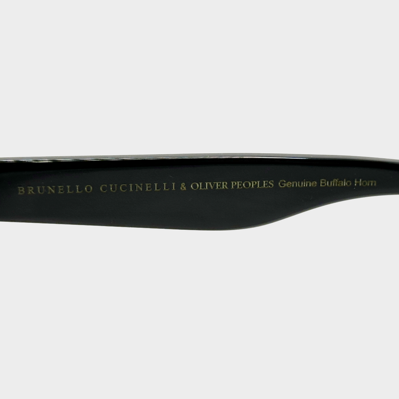 Oliver Peoples x Brunello Cucinelli dark buffalo horn reading glasses