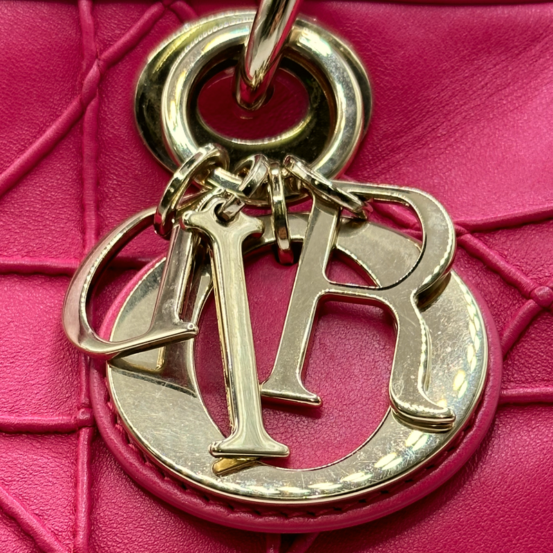 Christian Dior pink granville leather polochon small handbag
