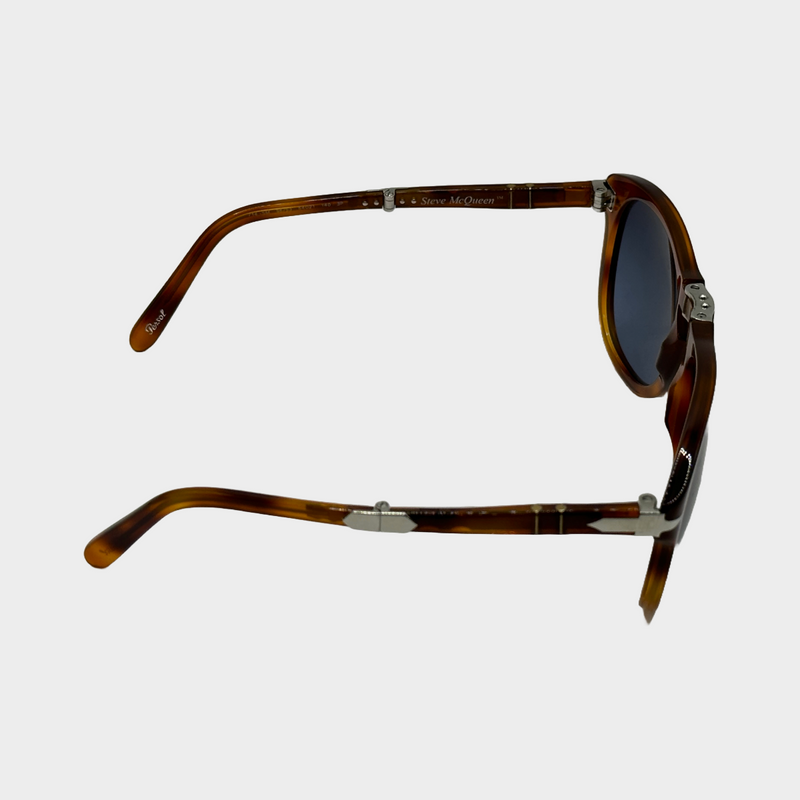 Persol x Steve McQueen men's light brown tortoiseshell foldable limited edition sunglasses