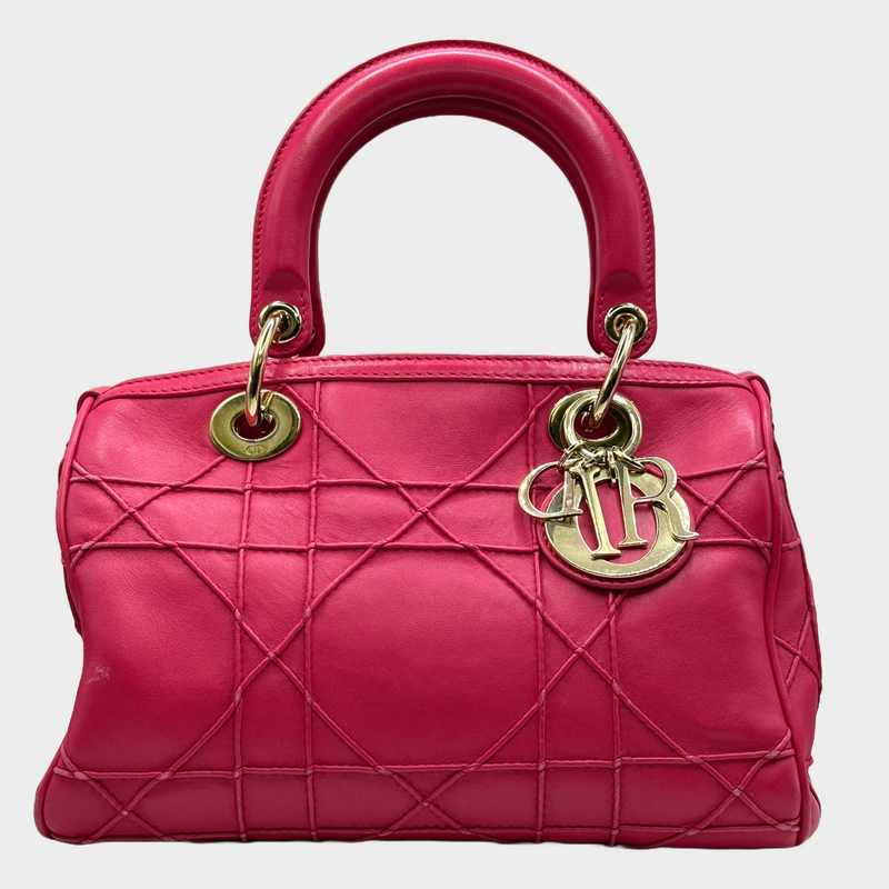 Christian Dior pink granville leather polochon small handbag