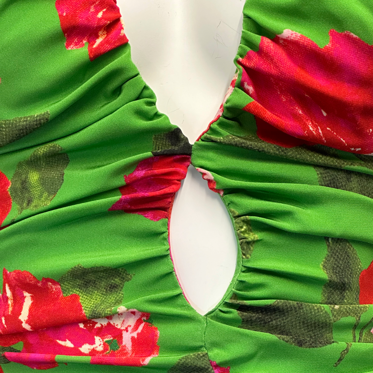 Magda Butrym red and green flower print ruched strappy mini dress – Loop  Generation