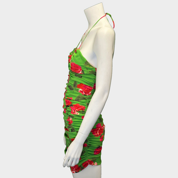 Magda Butrym red and green flower print ruched strappy mini dress Loop Generation Magda Butrym red and green flower print ruched strappy mini dress Loop Generation
