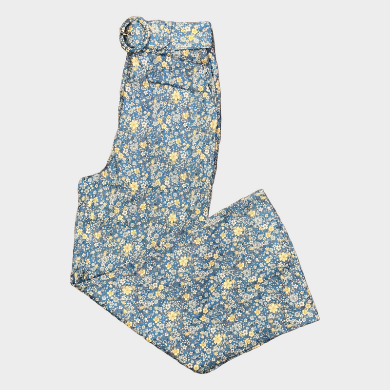 Zimmerman women's blue and yellow flower print linen set top and trousers