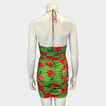 Magda Butrym red and green flower print ruched strappy mini dress Loop Generation Magda Butrym red and green flower print ruched strappy mini dress Loop Generation
