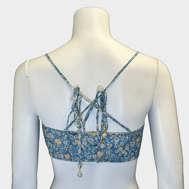 Zimmerman women's blue and yellow flower print linen set top and trousers