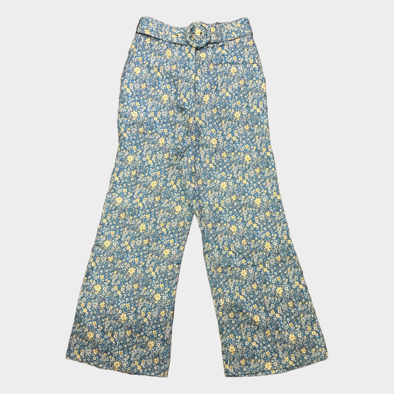 Zimmerman women's blue and yellow flower print linen set top and trousers