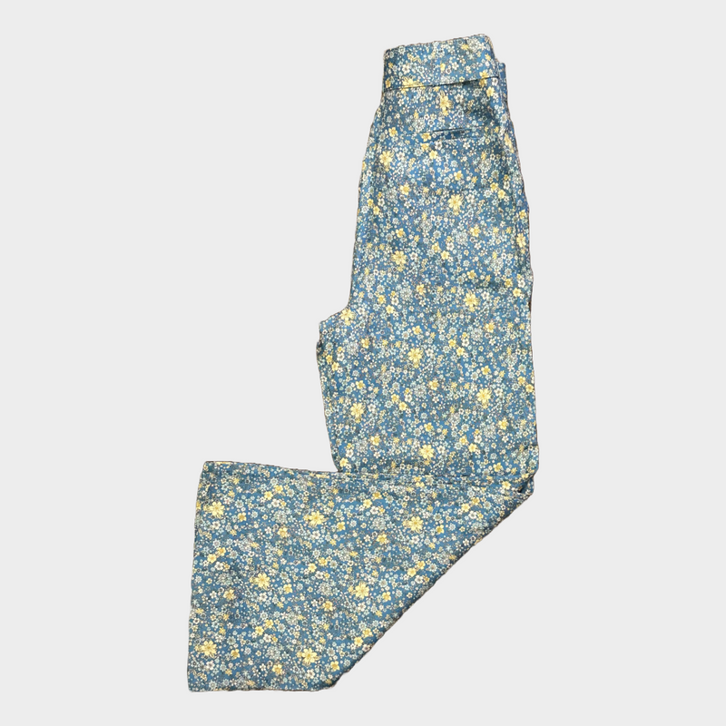 Zimmerman women's blue and yellow flower print linen set top and trousers