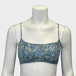 Zimmerman women's blue and yellow flower print linen set top and trousers