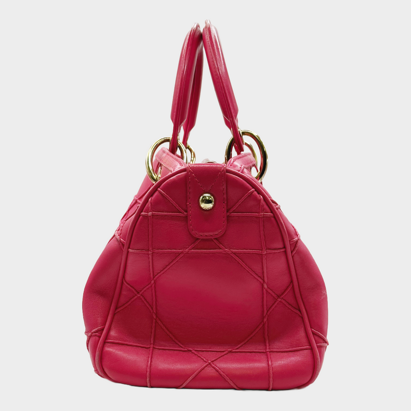 Christian Dior pink granville leather polochon small handbag
