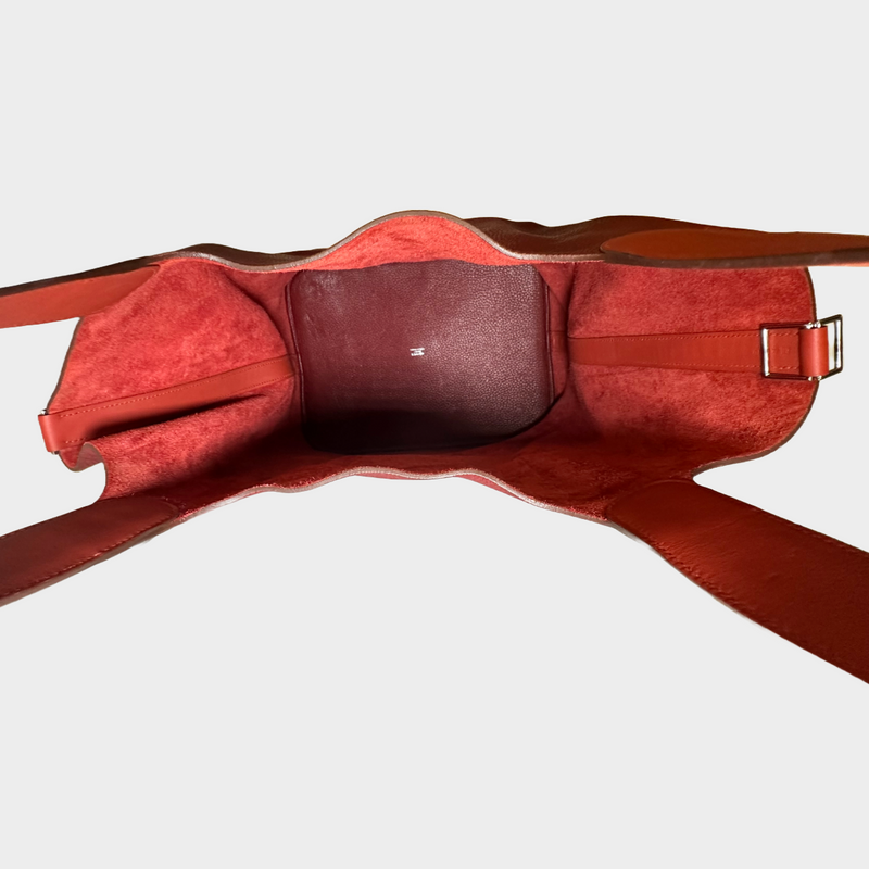 Hermes women's dark red clemence grained leather Picotin lock 26 tote bag