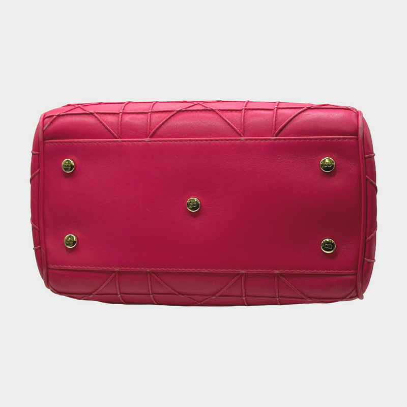 Christian Dior pink granville leather polochon small handbag