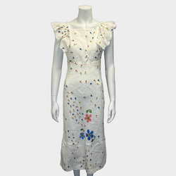 MIU MIU multicoloured flower print cotton dress with ruffled sleeves