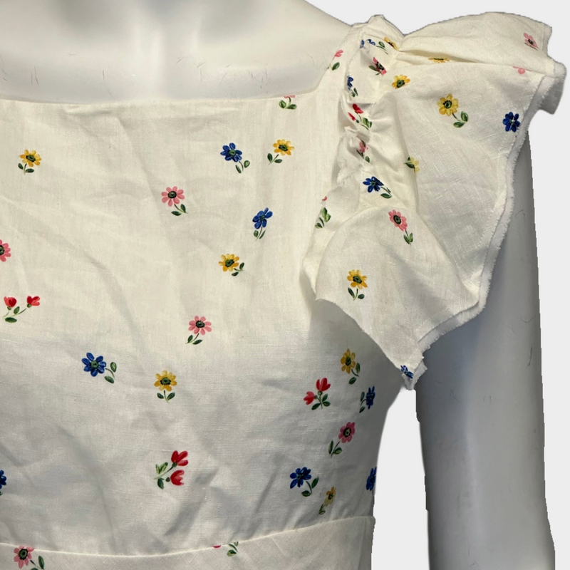 MIU MIU multicoloured flower print cotton dress with ruffled sleeves
