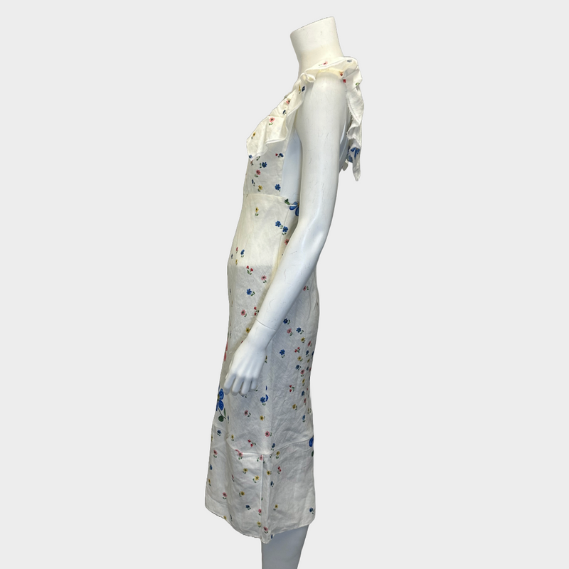 MIU MIU multicoloured flower print cotton dress with ruffled sleeves