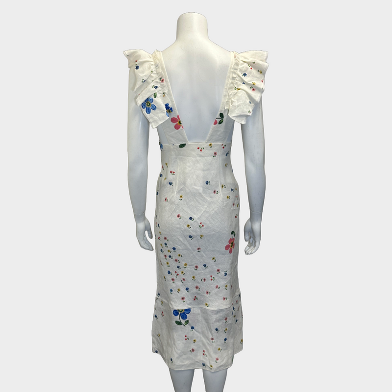 MIU MIU multicoloured flower print cotton dress with ruffled sleeves