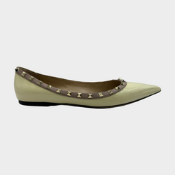 VALENTINO ecru patent leather rockstuds flats