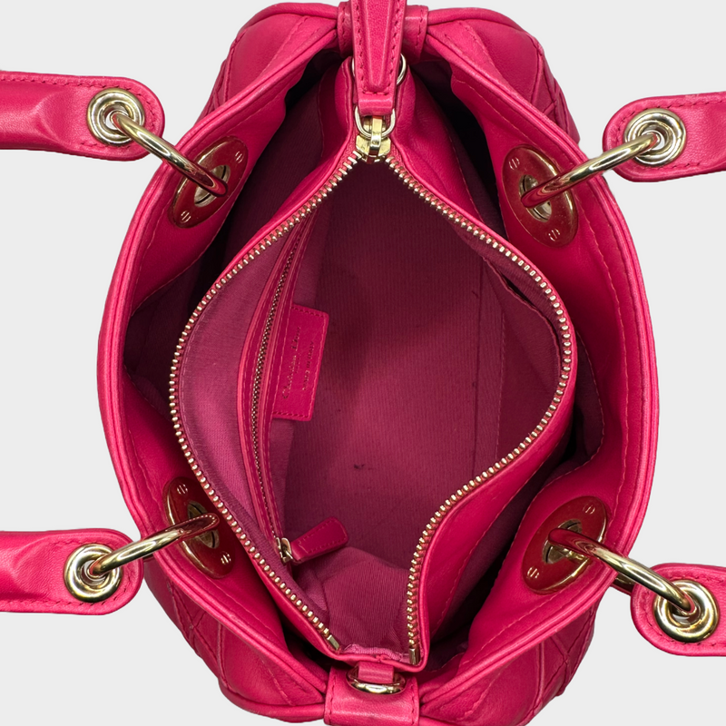 Christian Dior pink granville leather polochon small handbag