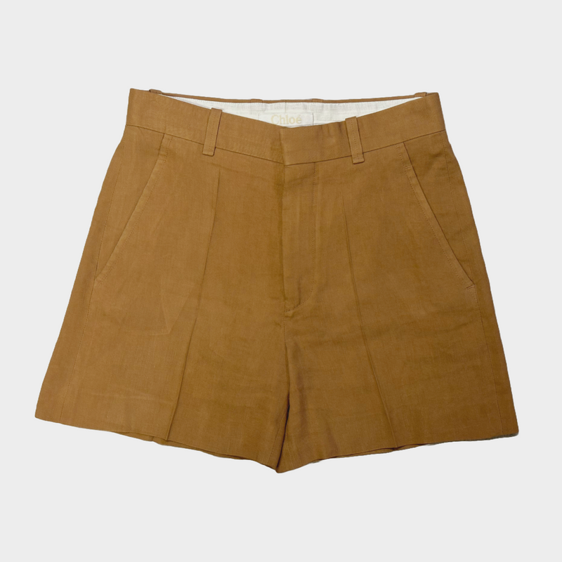 CHLOÉ beige linen shorts
