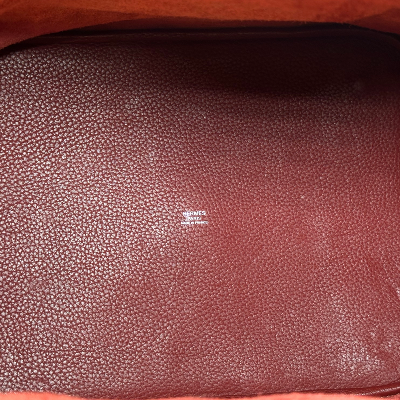 Hermes women's dark red clemence grained leather Picotin lock 26 tote bag