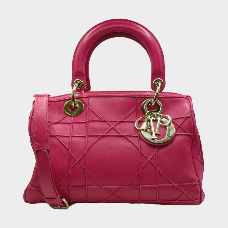 Christian Dior pink granville leather polochon small handbag