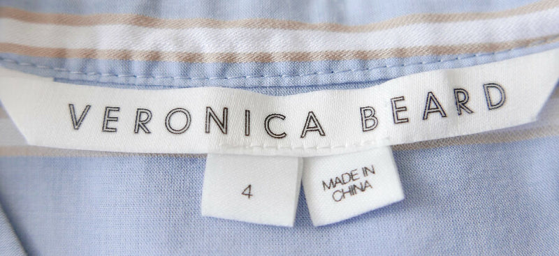 Veronica Beard women's blue ruched cotton shirt dress