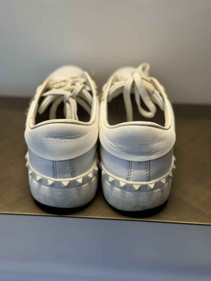 Valentino Garavani women's white Rockstud Untitled leather trainers