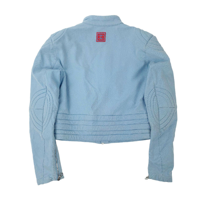 Chanel women's blue cotton biker jacket