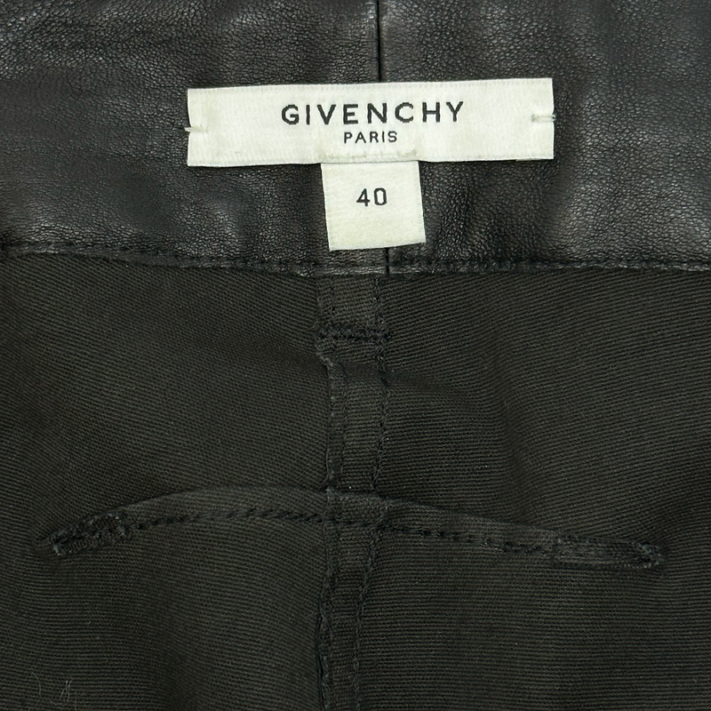 Givenchy women's black leather skinny trousers with zipper details