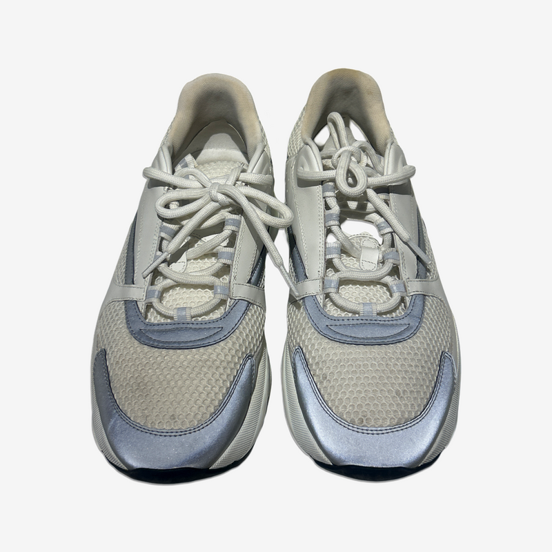 Dior men's B22 white leather sneakers with grey accents