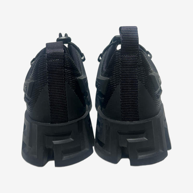 Versace men's black platform sneakers with drawstring laces