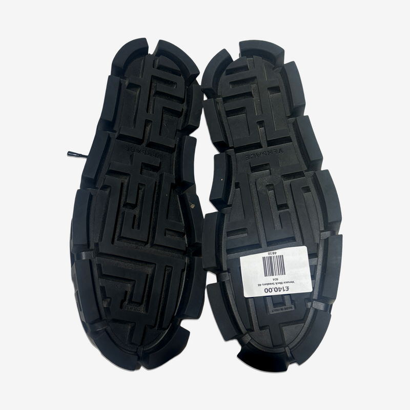 Versace men's black platform sneakers with drawstring laces