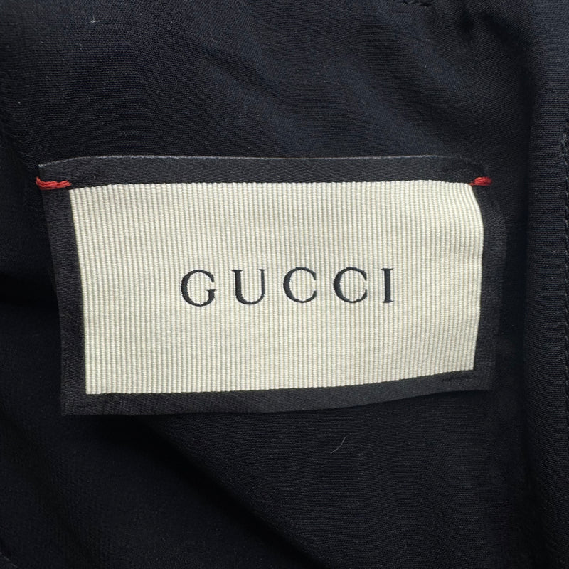 Gucci Black Sequin Cluny Lace Short Dress With Long Sleeves