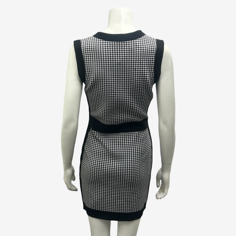 Balmain Black and White Stretch Knit Houndstooth Dress