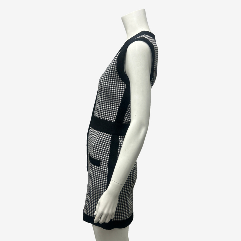Balmain Black and White Stretch Knit Houndstooth Dress
