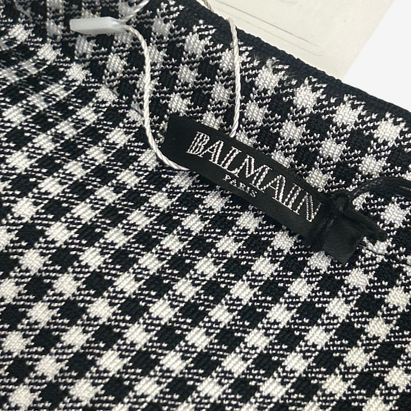 Balmain Black and White Stretch Knit Houndstooth Dress